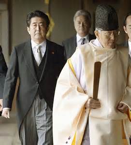 Prime minister Abe on his controversial visit to Yasukuni (courtesy Japan Times)
