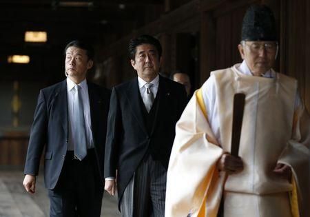 Abe visits Yasukuni in 2013, a deliberate ploy aimed at reinstating the centrality of the shrine (courtesy AP)