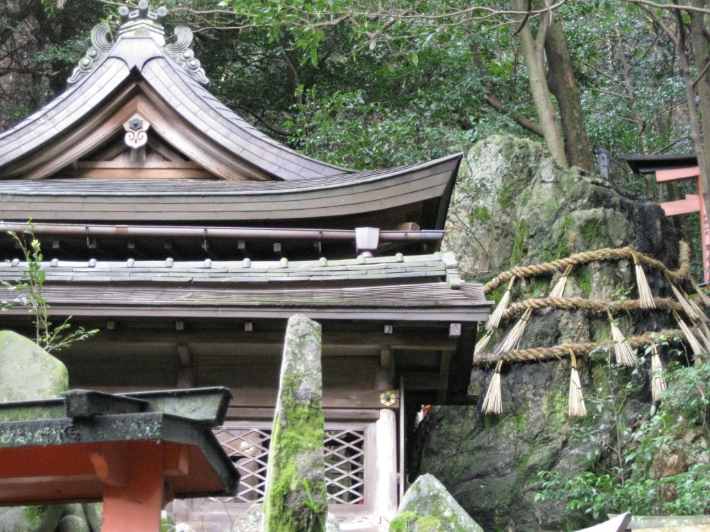 The sacred rock (iwakura) representing Hata no Irobu, founder of Fushimi Inari 