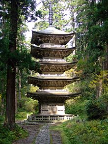 The five-tiered pagoda on Mt Haguro