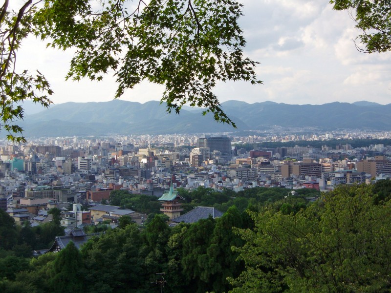 View of Kyoto from the Ryozen area on the city's Eastern Hills