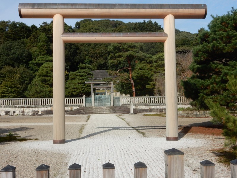 Emperor Meiji's burial mound, exemplifying the ancestral cult married to animistic worship which characterises Shinto