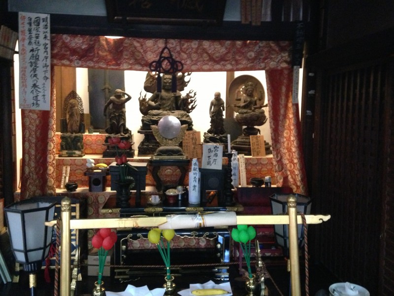 Buddhist altar with mirror