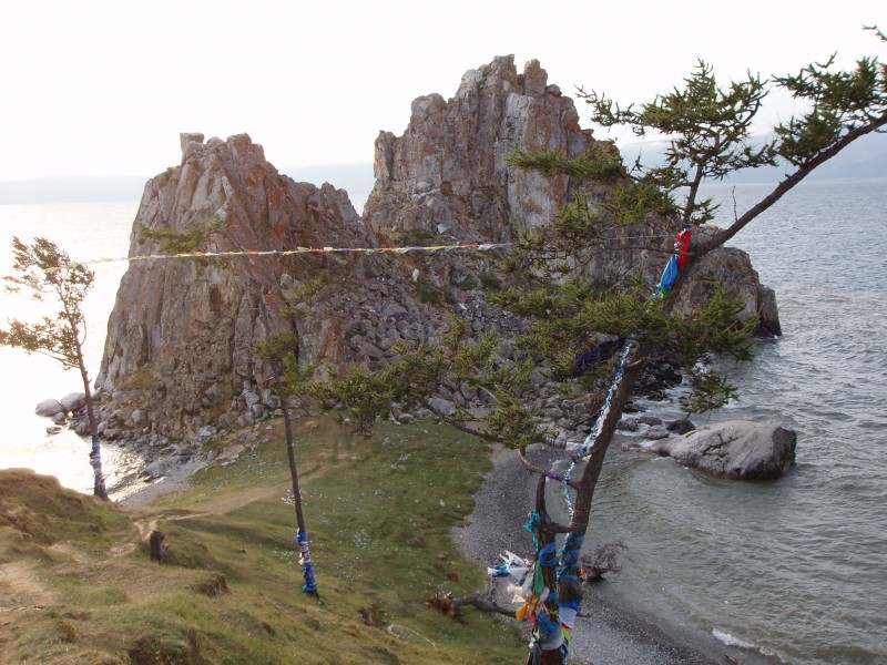 The Shaman's Rock at Lake Baikal has a cave in which a monster was said to live