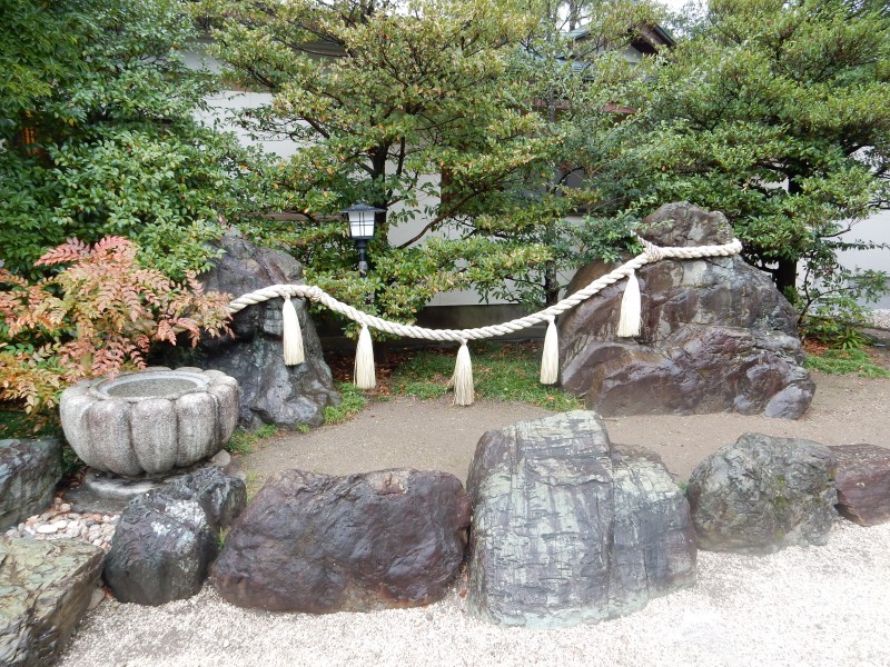 A pair of Meoto rocks at Nobeno Jinja, where Florian is employed as assistant priest to the 'guji', head of the shrine