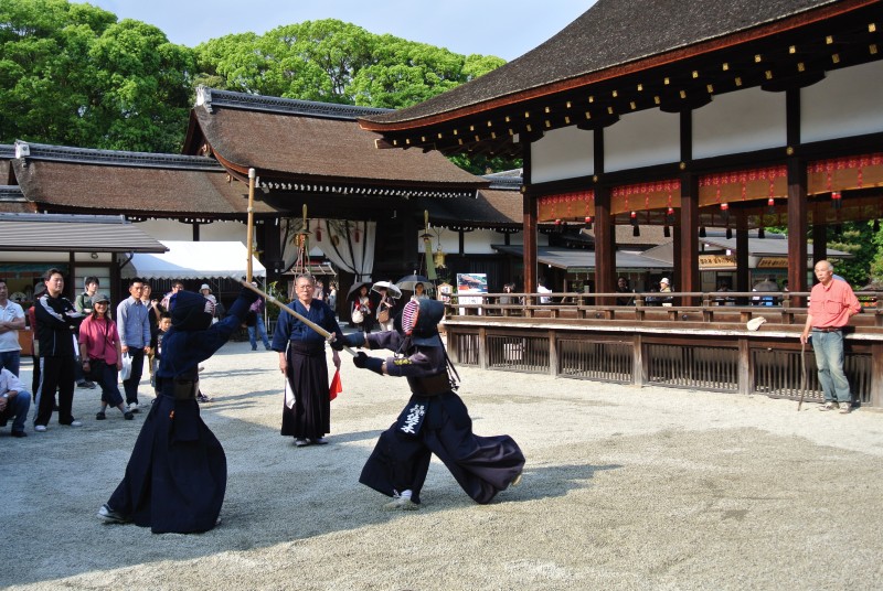 A demonstration of Kendo at Shimogamo Shrine in Kyoto